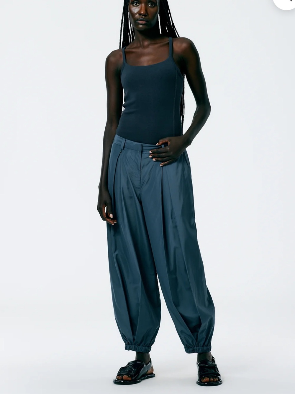Tibi Italian Sporty Nylon Eden Pleated Balloon Pant